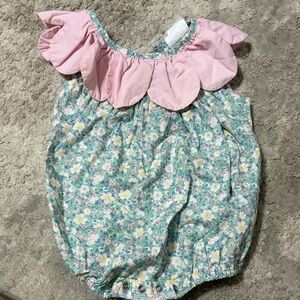 Floral Pink and Green Kids One Piece